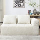 FloraGrace Canapé méridienne avec poches latérales et coussin – Pour salon et coin lecture – Chenille – Beige