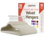 Premium fluwelen antislip hangers voor kleding - robuuste kleerhangerset met 360° draaibare haak, lichtgewicht, luxe fluwelen afwerking, veelzijdige hangers voor elke kast, 10 stuks, ivoor