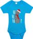 Bellatio Decorations Kerst baby rompertje - blauw - sneeuwpop kat - hohoho - Kerst cadeau 80