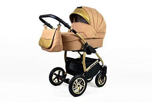 SaintBaby Kinderwagen 3in1 Set Isofix Buggy Baby Autostoeltje Gold-Deluxe by Sand Pearl 2in1 zonder autostoel