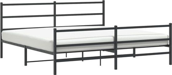 vidaXL Metalen Bedframe met Hoofd- en Voeteneinde - Zwart - 193x203 cm