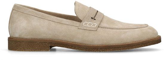 Manfield - Heren - Beige suède loafers - Maat 46