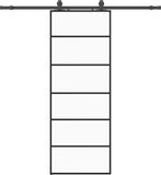 vidaXL Schuifdeur met beslagset 76x205 cm ESG glas zwart