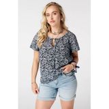 MS Mode Gebloemde Blousetop Plus Size - Blauw