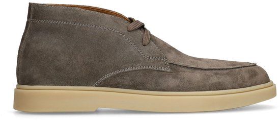 Manfield - Heren - Grijze suède veterschoenen - Maat 40