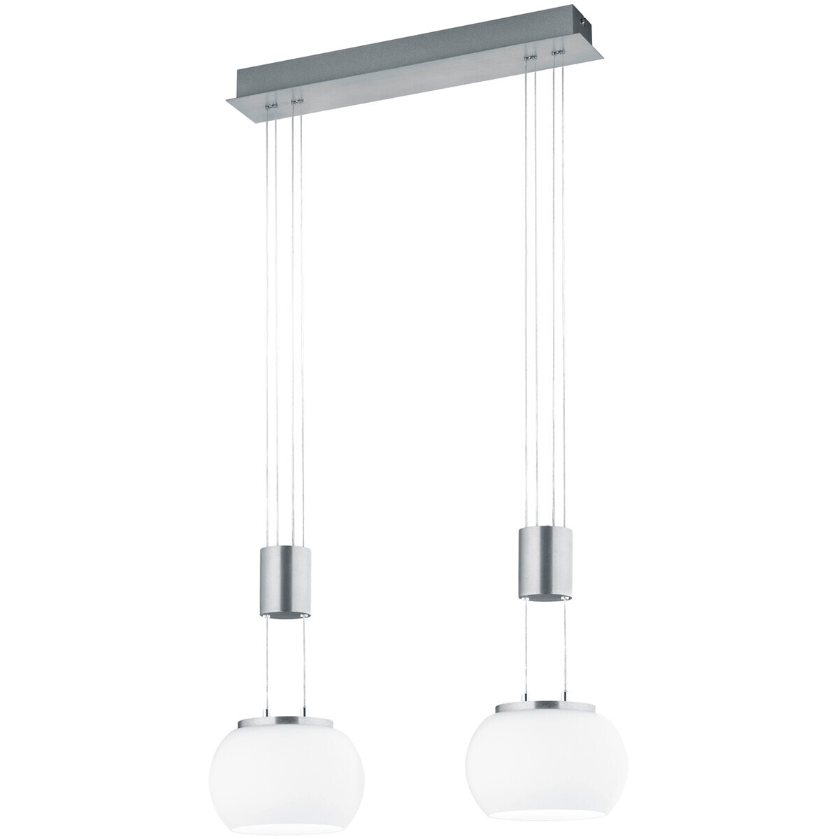 BES LED LED Hanglamp - Hangverlichting - Trion Maliba - 16W - 2-lichts - Warm Wit 3000K - Dimbaar - Rechthoek - Mat Nikkel - Aluminium