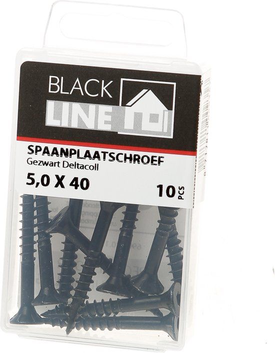 Hoenderdaal spaanplaatschroeven - Blackline - Torx-20 - 5.0 x 40mm - platkop - 10 stuks
