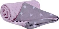 Medi Partners Babydeken, 100% katoen, 75 x 100 cm, dubbelzijdig, multifunctioneel, zacht, witte sterren met roze minky