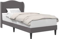 vidaXL Bedframe met hoofdeinde Grijs 90 x 200 cm Kunstleer