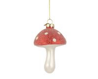 Decoris boule de noël - Champignon 11cm en verre, couleur rouge 1 pièce