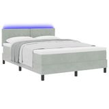 vidaXL LED Box Spring Bed Lichtgrijs 160 x 200 cm Fluweel