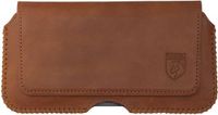 Rosso Deluxe Broekriem Belt Case Hoesje Met Riemlus Echt Leer Bruin