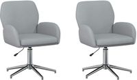 vidaXL Draaiende Bureaustoelen 2 st 54 x 58 x 90 cm Lichtgrijs Stof