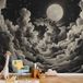 La Lune Et Les Étoiles Chantent Parmi Les Gros Nuages Papier Peint
