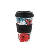 IDRINK - RPET Koffiemok met Opening en Siliconen Deksel, Gemakkelijk Mee Te Nemen, 435 ml Gerecyclede Kunststof Meeneembeker, 8,7 x 8,7 x 15 cm, 435 ml (BUTTERFLY)