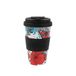 IDRINK - RPET Koffiemok met Opening en Siliconen Deksel, Gemakkelijk Mee Te Nemen, 435 ml Gerecyclede Kunststof Meeneembeker, 8,7 x 8,7 x 15 cm, 435 ml (BUTTERFLY)