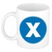 Bellatio Decorations Koffie mok met de letter X - beker - blauw - eerste letter van een voornaam - wit - 300 ml
