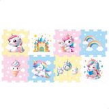 ColorBaby C'Baby 39125 Puzzelmat voor baby's, eenhoorn, 114 x 58 cm, 8 delen, gevoerde babyspeelmat, puzzelmat van EVA-rubber, speelmat voor kinderen vanaf 24 maanden