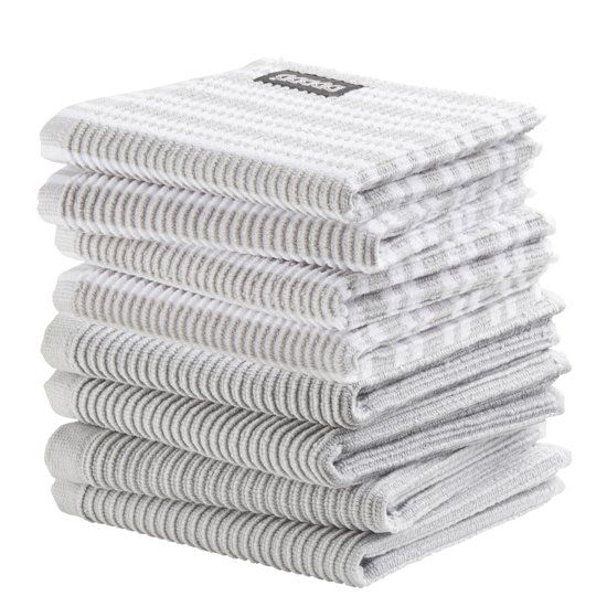 DDDDD combiset vaatdoek basic 4 stuks + classic 4 stuks neutral light grey