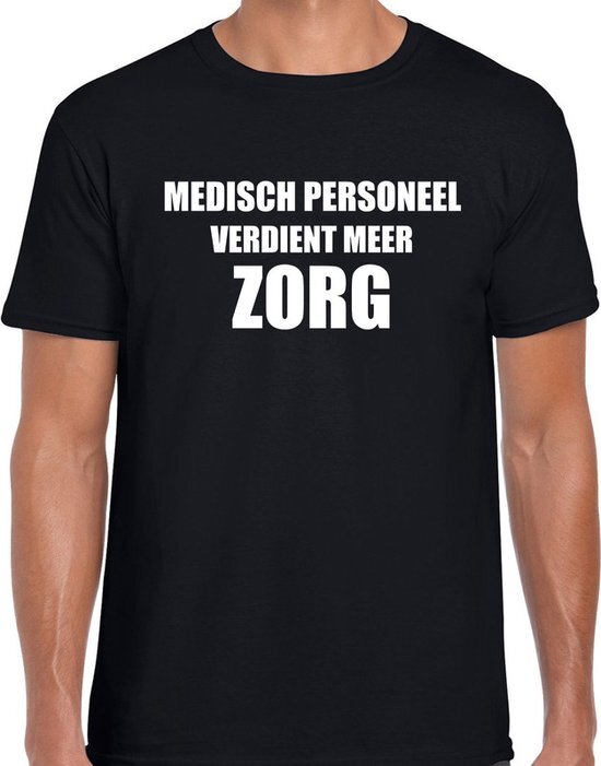 Bellatio Decorations Medisch personeel verdient meer zorg t-shirt zwart voor heren 2XL