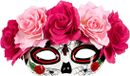 Finidi Oogmasker Dia De Los Muertos met roze bloemen