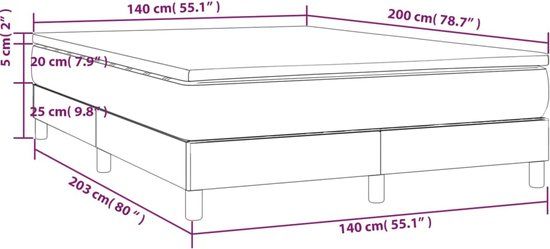 vidaXL Boxspring met matras stof donkerbruin 140x200 cm