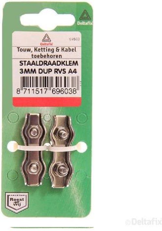 Deltafix Staaldraadklem 3mm DUP R.V.S A4