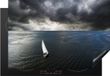 Merkloos KitchenYeah® Inductie beschermer 77x51 cm - Zeilboot en donkere wolken boven de zee - Inductie beschermer