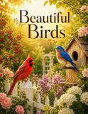Beautiful Birds: A Peaceful Picture-Only Book of Different Bird Types Enjoying The Garden, Birdhouses, Flowers, Ponds, and Golden Light
