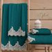 PETTI Artigiani Italiani - Serviettes de bain en tissu éponge 100% coton, set de serviettes 1 + 1, 2 pièces, 1 gant de toilette et 1 serviette, pétrole