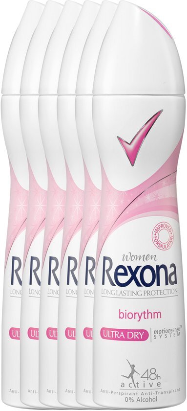 Rexona Deodorant Ultra Dry Biorythm Anti-Transpirant - 6 x 200 ml - Voordeelverpakking