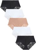 Next - Dames - Set van 5 No VPL midi-slips met kant aan achterzijde - Zwart