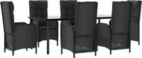 vidaXL 7-delige Tuinset met kussens poly rattan zwart