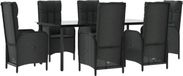vidaXL Ensemble de jardin 7 pièces en poly rotin noir avec coussins