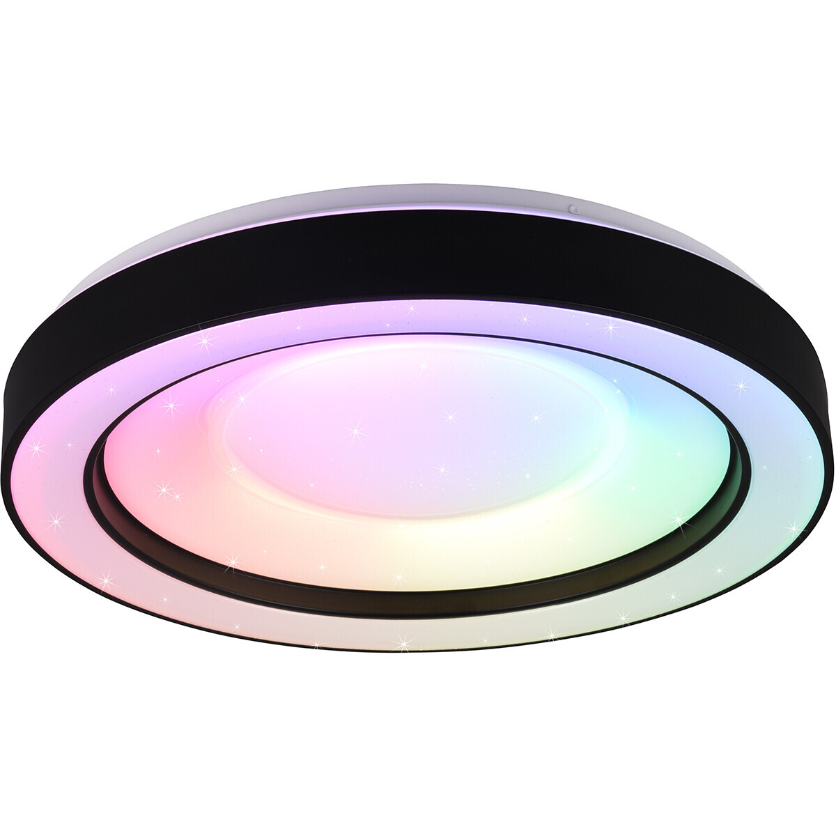 BES LED LED Plafondlamp - Plafondverlichting - Trion Aroma - 22W - RGBW - Dimbaar - Aanpasbare Kleur - Afstandsbediening - Sterlicht - Rond - Mat Zwart - Kunststof