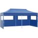 Tente de réception pliable avec 4 parois 3x6 m acier bleu