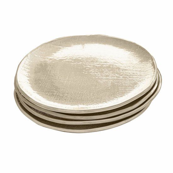 LOBERON Groot bord set van 4 Luganville beige