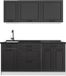 Vicco Eenpersoonskeuken R-Line, Antraciet landelijk/Wit, 160 cm antraciet werkblad