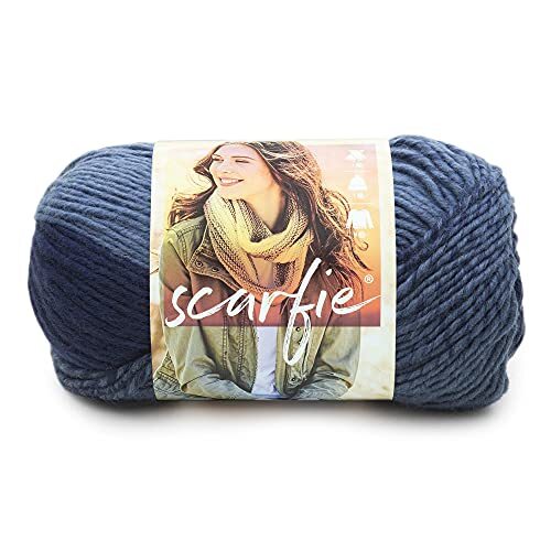 Lion Brand Yarn (1 streng) Lion Brand Yarn Scarfie volumineus garen, denim/marineblauw, 936 voet (Pack van 1)