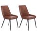 Shally Dogan Set van 2 eetkamerstoelen van kunstleer en poten van zwart staal, zitting met vintage bekleding, ergonomische stoel, ideaal voor slaapkamer, kantoor, keuken, werkkamer
