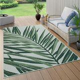 Paco Home Weerbestendig buitentapijt voor woonkamer, balkon, keuken, slaapkamer - Moderne sisal look - Bloemen en geometrische patronen - Afmetingen. 80 x 150 cm, kleur: groen 4