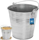 KOTARBAU® Robuuste Zinkemmer, Tuinemmer, Verzinkt Staal, 7 L, Zilver, Cementemmer, Mortel Emmer, Bouwemmer, met Handvat