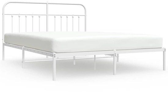vidaXL Bedframe met hoofdbord metaal wit 180x200 cm