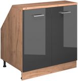 Vicco R-Line Keukenkast voor schuine wand – 80 cm met 2 deuren, kastromp 60 cm diepte Antraciet Hoogglans