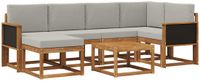 vidaXL - Buiten - bank - set - 7 - st - Naturel - en - lichtgrijs - Massief - Acacia - Hout