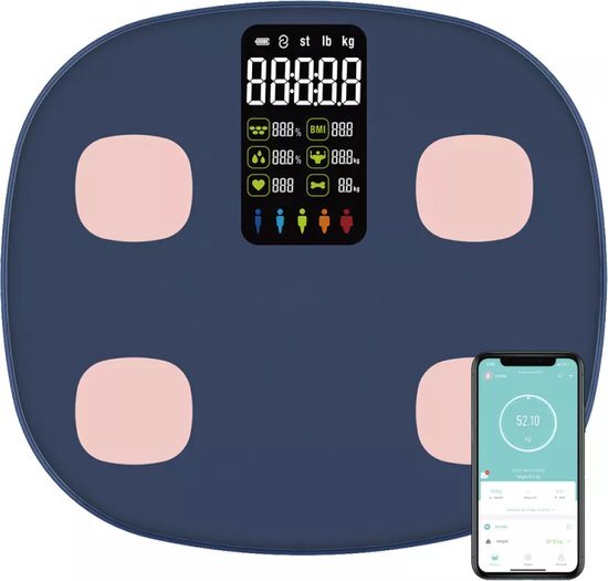 Juleika 2022 Personenweegschaal Smart Weegschaal Bluetooth met gratis App 15 Lichaamsanalyses - tot 24 Gebruikers