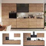 Vicco Complete keukeneenheid Fame-Line, Goudkleurig Eiken/Antraciet, 340 cm, WB Eik