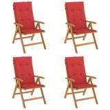 vidaXL Fauteuil de jardin Assise capitonnée Polyester Rouge (2 pièces)