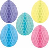 Bellatio Decorations Paaseieren - 5x stuks - hangend - kleurenmix - van papier - H30 cm