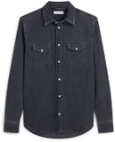 Tommy Hilfiger Heren Lange Mouwen Shirt Katoen Zwart Gemêleerd S